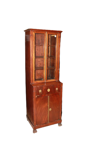 French Cupboard with showcase and Empire style desk top from the first half of the 19th century
