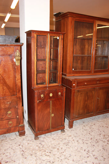 French Cupboard with showcase and Empire style desk top from the first half of the 19th century