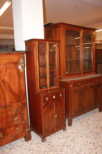 French Cupboard with showcase and Empire style desk top from the first half of the 19th century