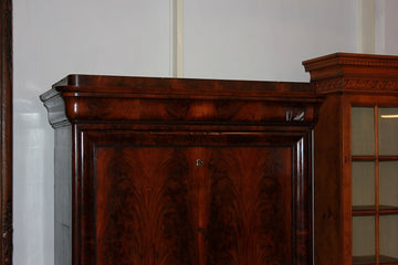 Large Biedermeier secretaire desk chest from the second half of the 19th century in mahogany feather