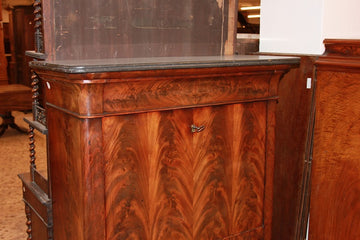 French Empire style secretaire desk chest in mahogany and mahogany feather 19th century