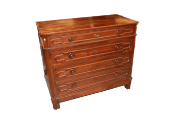 19th century Italian Louis Philippe style chest of drawers in walnut wood