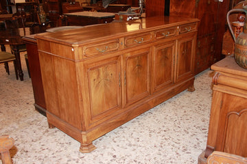 Large French Louis Philippe style 4-door sideboard in walnut wood