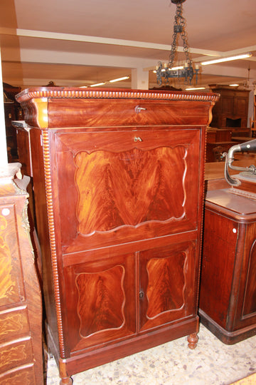 Northern European Biedermeier style secretaire desk chest from the second half of the 19th century in mahogany wood