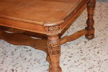 French rustic extendable table from the second half of the 19th century in oak wood