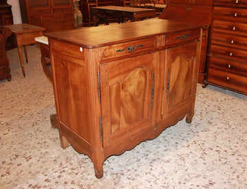 2-door French sideboard in Provençal style walnut wood with 19th century carving motif