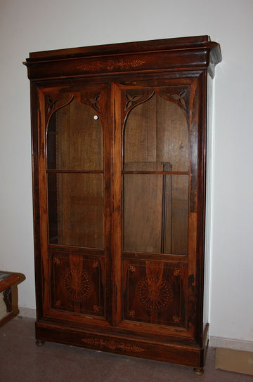 Large French bookcase from the mid-1800s, Charles X style, in rosewood