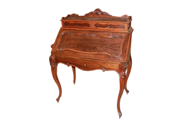 French Louis Philippe style Bureau Writing desk in rosewood with rich carving motifs