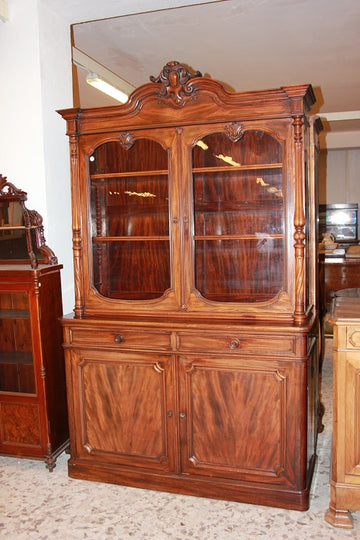 Large Louis Philippe double Cupboard in 19th century mahogany wood