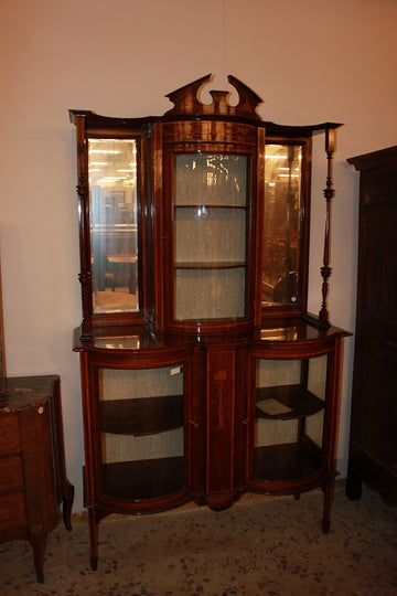 English Display Cabinets from 1800 Victorian style in Mahogany wood with inlays
