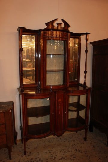 English Display Cabinets from 1800 Victorian style in Mahogany wood with inlays