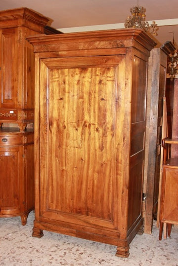 French slim wardrobe with 1 door Louis Philippe style in 1800 walnut wood