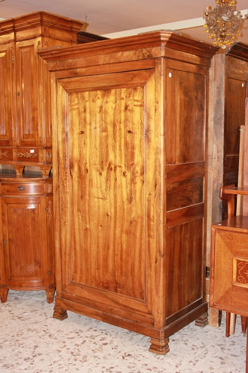 French slim wardrobe with 1 door Louis Philippe style in 1800 walnut wood