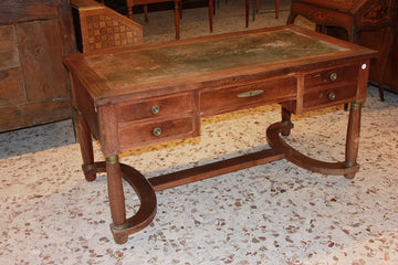 French Empire writing desk from the early 1900s in mahogany wood with leather top