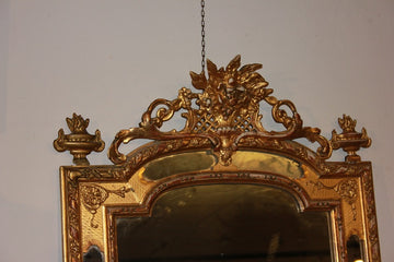 Louis XVI mirror from the 1800s in gilded gold leaf with rich cymatium