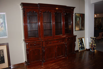 Large English bookcase in mahogany wood, 19th century Regency style
