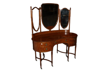 Grand Chiffonnière à haricots anglais de style Sheraton du 19ème siècle en bois satiné