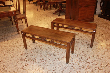 Pair of 20th century Chinese benches in exotic wood