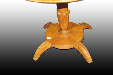 Biedermeier style coffee table in elm wood and elm root