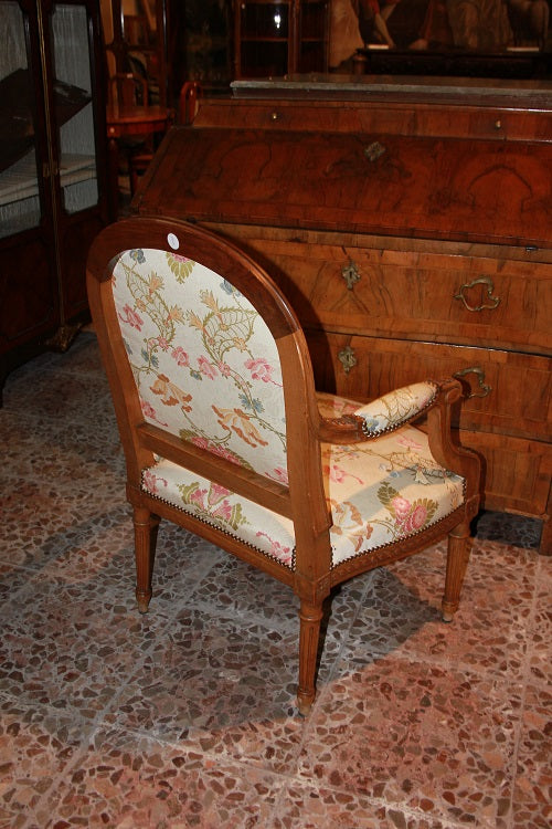 Salotto francese 1 divano e 2 poltrone stile Luigi XVI in legno di noce XIX secolo