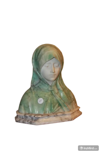 Sculpture française en demi-buste représentant une dame en marbre et albâtre vert
