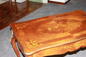 French inlaid writing table from the second half of the 19th century, Louis XV style