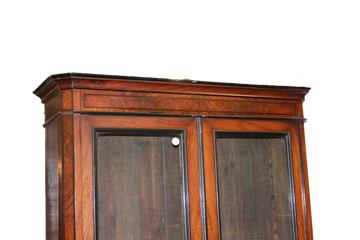 Libreria Vetrina due corpi francese in noce fiammato stile Luigi Filippo del 1800