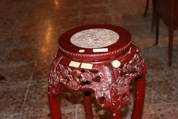 Chinese plant stand from the 1900s, carved wooden with marble top