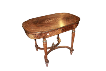 French Louis XVI style rosewood center table from the 1800s with writing table