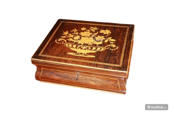 Piccola scatola francese del 1800 in legno di palissandro intarsiata