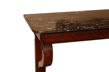 Consolle stile Impero Francese del 1800 In Mogano Con Piano In Marmo Nero