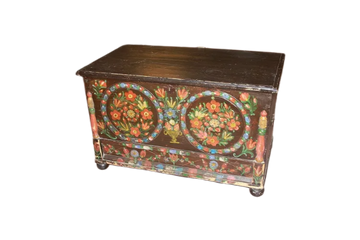 19th Century Italian Tyrolean Painted Lacquered chest with Floral Motifs