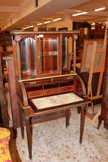 French Mid-1800s Louis XVI Style Mahogany Cabinet Desk
