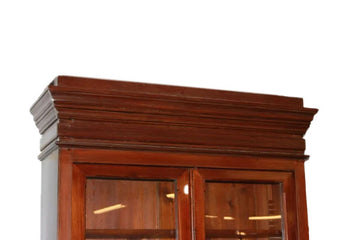 Credenza Libreria Italiana del 1800 in Legno di Abete tinto noce