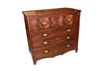 Cassettone Inglese del 1800 stile Vittoriano in legno di Mogano e Piuma di Mogano