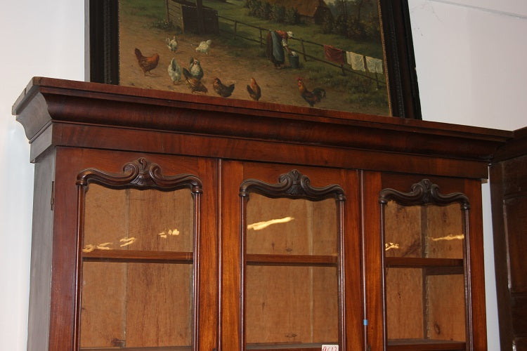 Libreria Bookcase Inglese Stile Vittoriano in Legno di Mogano XIX secolo