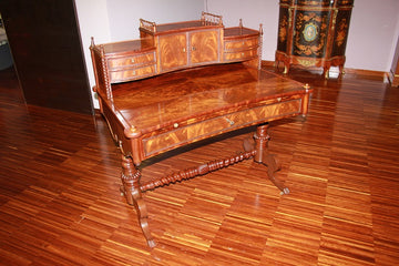 Writing desk with raised drawers in Italian Carlo X style from the 1800s in Mahogany