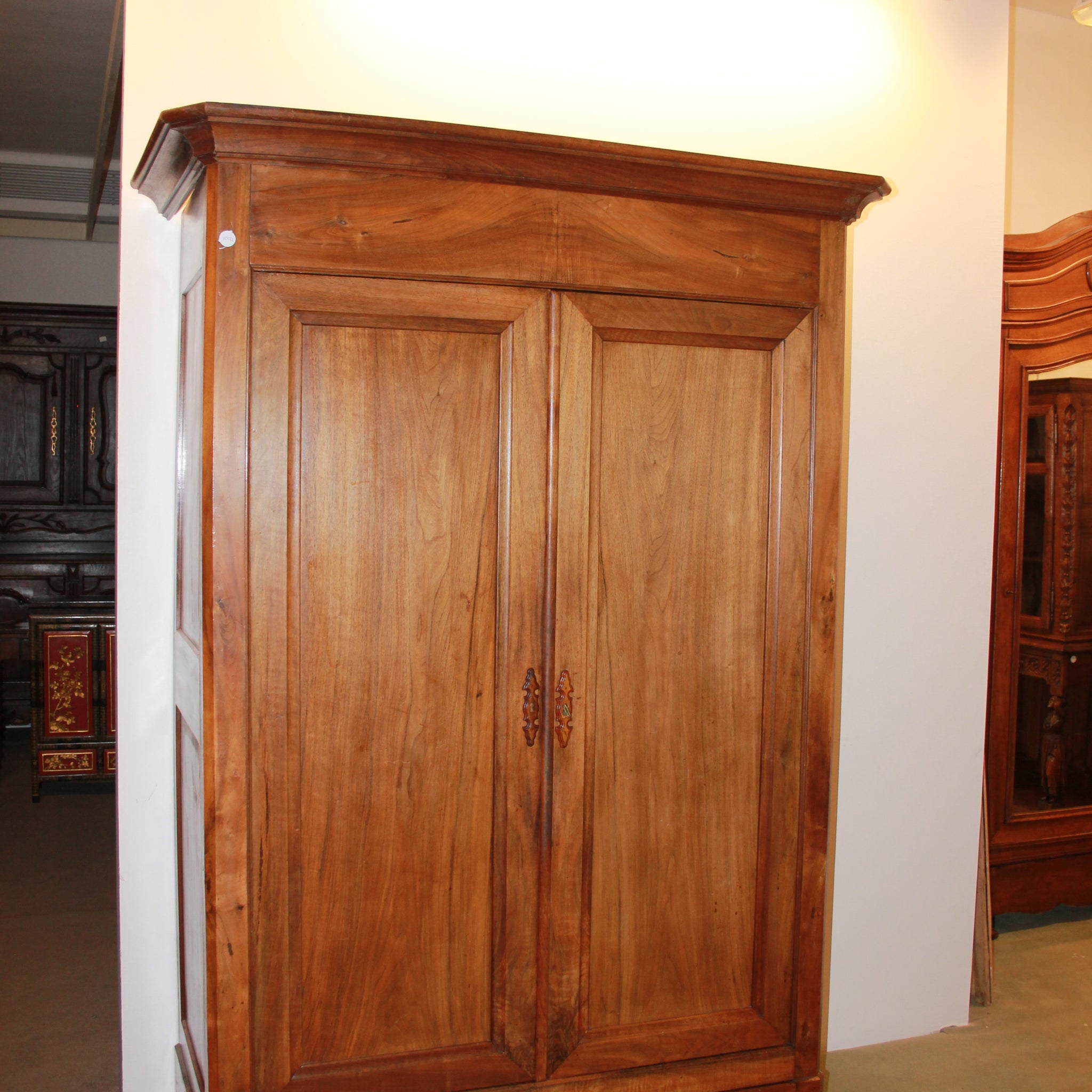 French Louis Philippe Style Walnut Wood Double Door Wardrobe