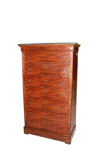 Secretary desk chest from the 1800s in Mahogany Wood and Mahogany Feather