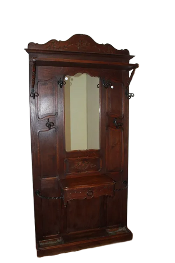 Cappottiera Appendiabiti stile Provenzale Francese del 1800 In Legno di Rovere