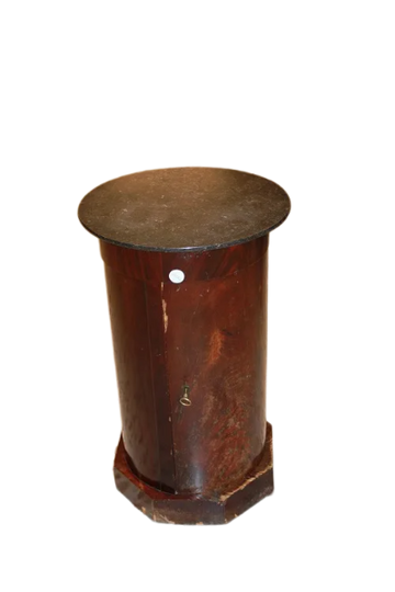 Mobiletto Tavolino a Cilindro con Piano in Marmo Francese del 1800 in mogano