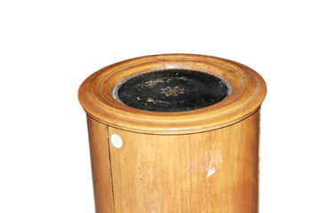Mobiletto Comodino A Cilindro Francese in Legno di Mogano Biondo 1800