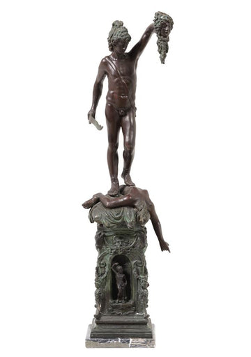 Perseus mit dem Kopf der Medusa Skulptur, nach Benvenuto Cellini, Italienischer Gießer, 20. Jahrhundert, 35x35x107 cm
