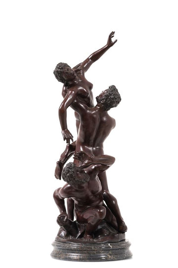 Sculpture du Rapt de Proserpine, Fondeur Fin XIXe Siècle, Signée V. Cimone, 30x30x80 cm