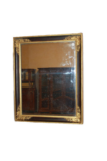 Small French Empire style gilded and lacquered 19th century mirror