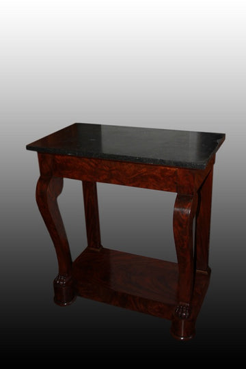 French Empire style console table in mahogany feather with 19th century marble top