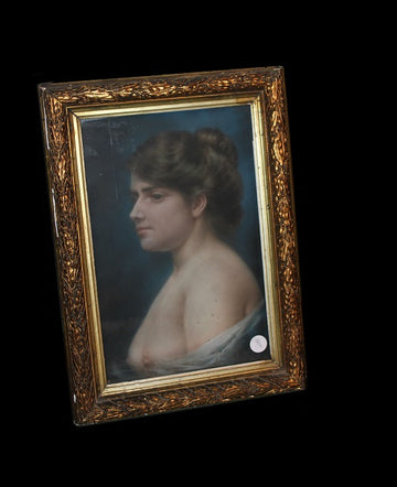 Pastello francese di metà 1800 Raffigurante Nudo di donna Theodore Ange Coquelin XIX sec