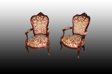 Pair of Louis Philippe armchairs with armrests from the 19th century in rosewood