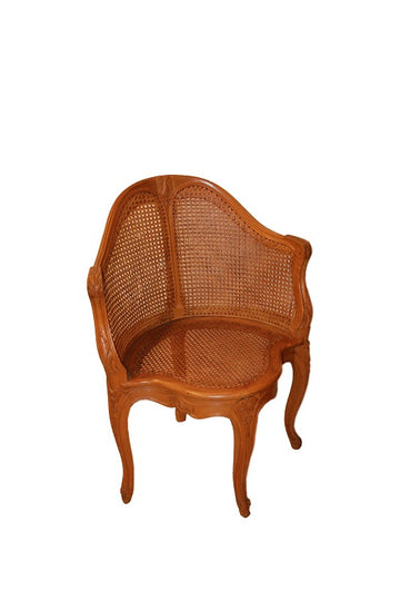 French armchair from the early 1900s in Louis XV style with seat and back in Vienna straw