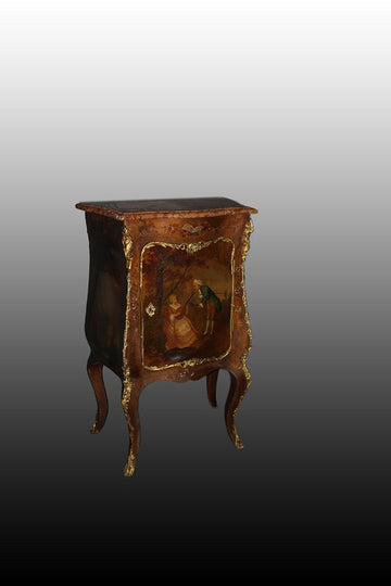 Superb French Vernis Martin Louis XV small sideboard from the 1800s